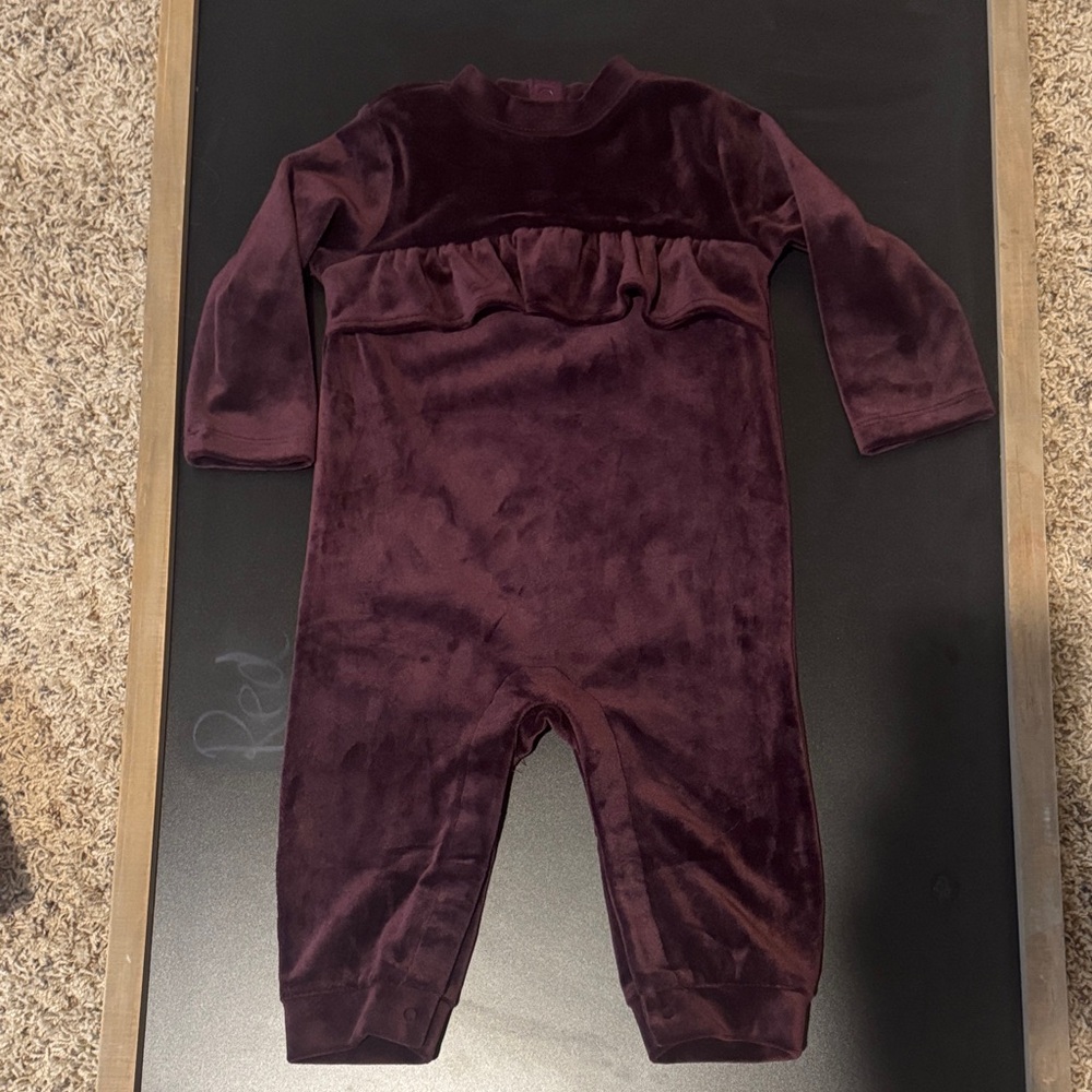 Plush Burgundy Baby Jumpsuit